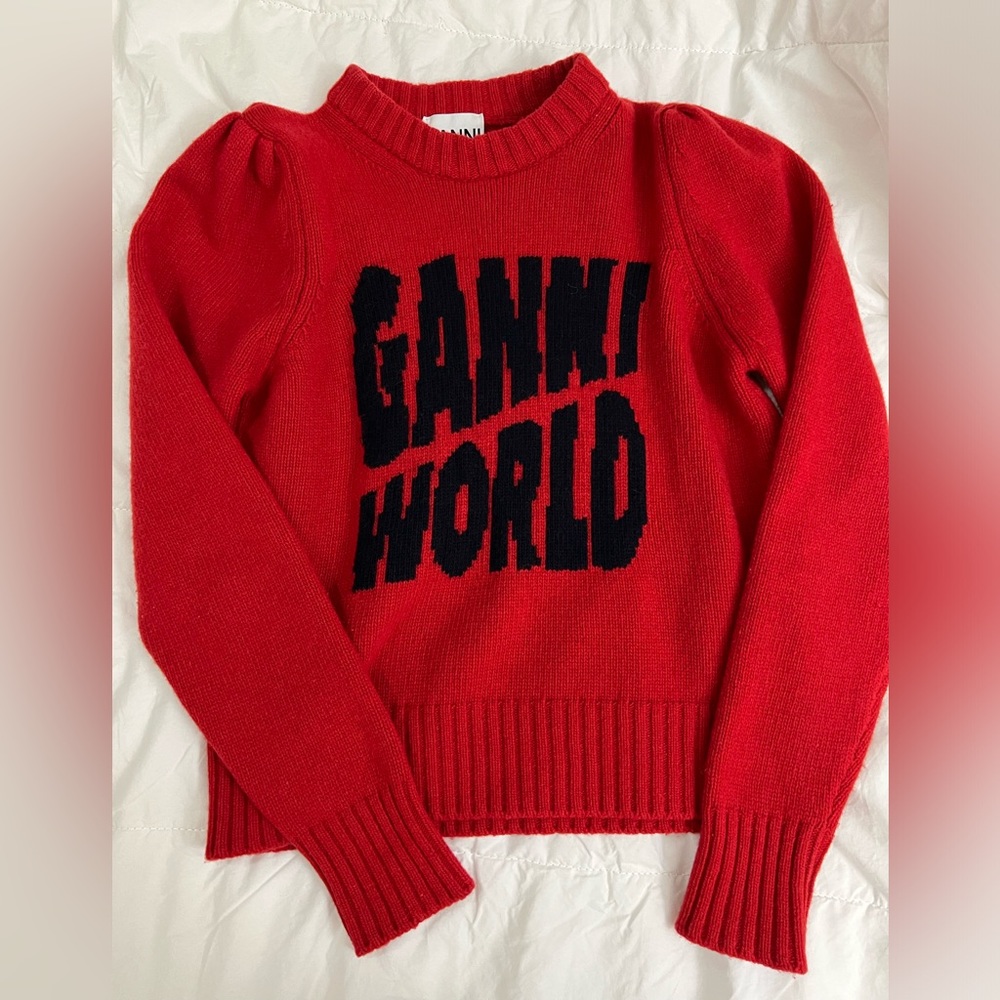 Ganni logo wool sweater